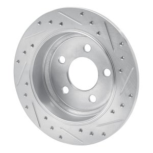 Jeep TJ Brake Rotor (1) - Rear Left - R1 Concepts - Drilled & Slotted - Silver - `03-`07